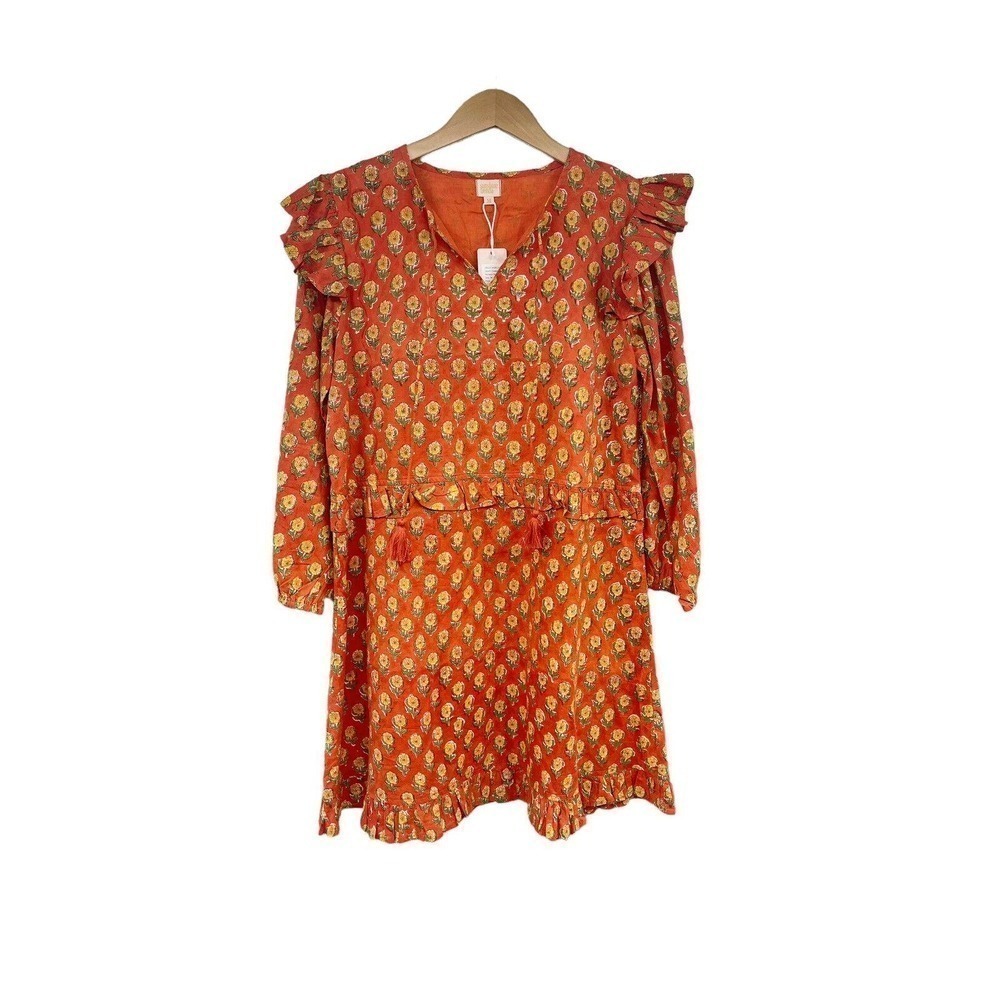Sunshine Tienda Desert Flower Monaco Dress 100% Cotton Floral Medium NWT